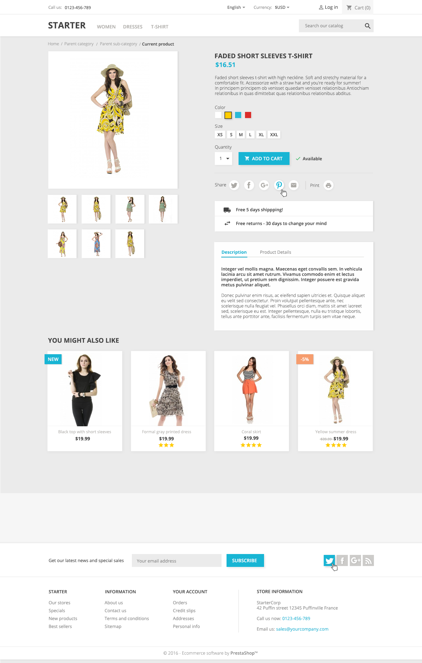 PrestaShop New Default Theme Product