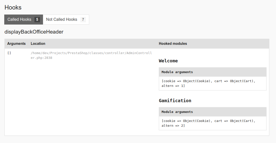 PrestaShop Hooks Debugger