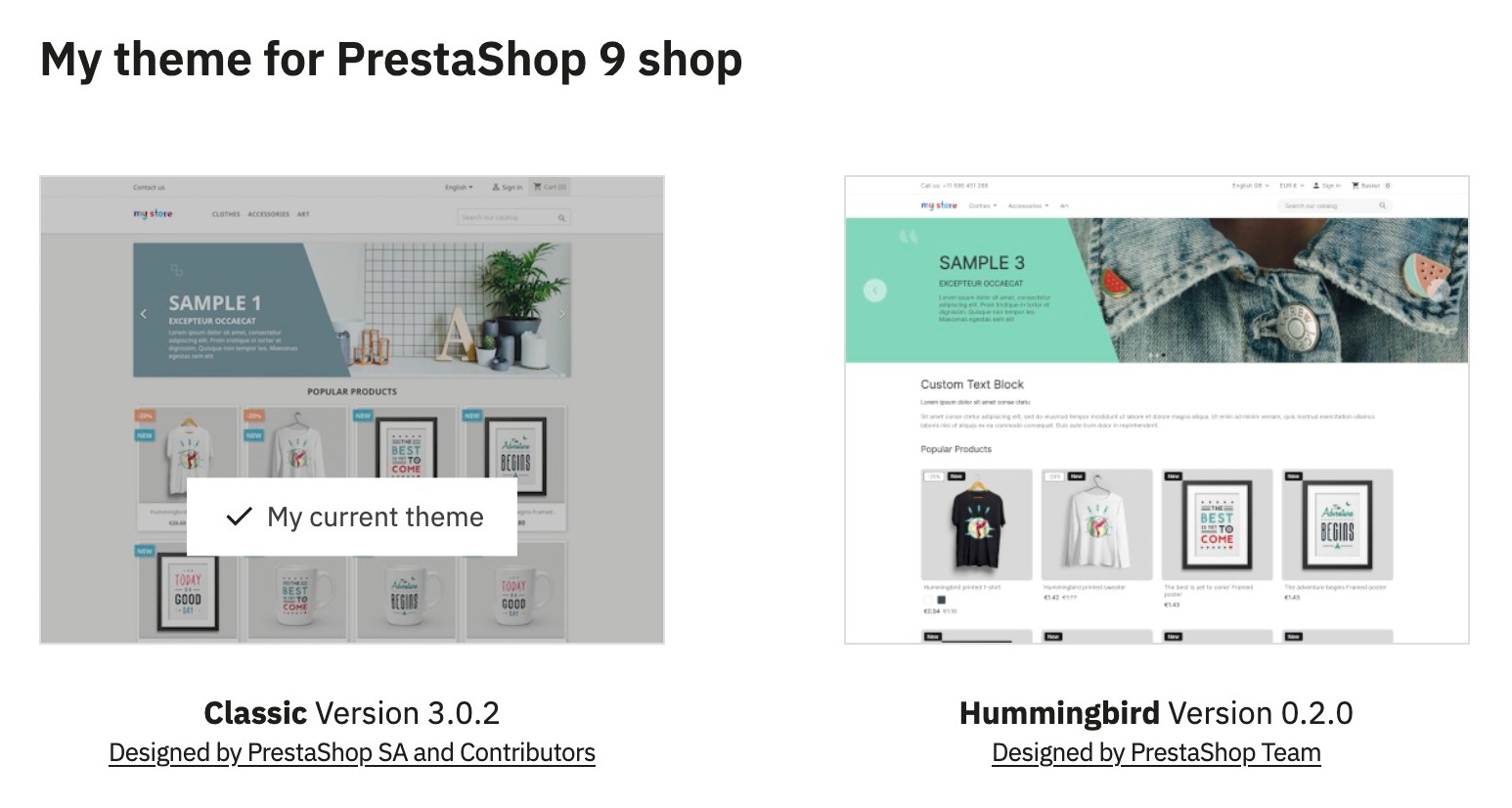 PrestaShop 9 new Hummingbird theme