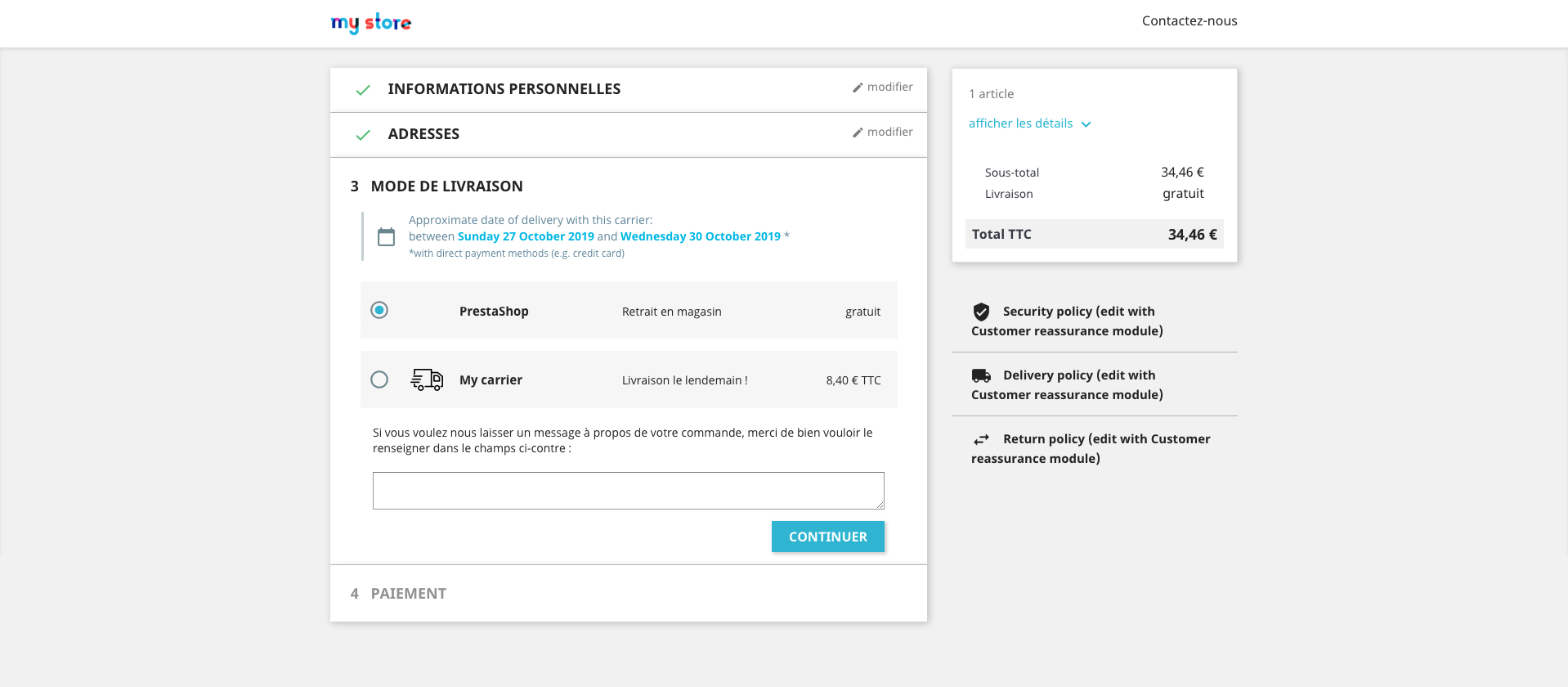 Date of Delivery module